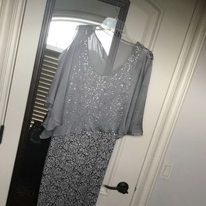 Gorgeous sparkly gown with organza poncho